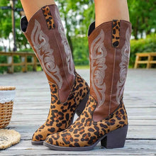 Load image into Gallery viewer, Brown Western Embroidered : Mid-Calf Boots

