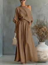 Load image into Gallery viewer, Cropped Off-Shoulder Top &amp; Pants Two-Piece Set – 8 Colors, S–5XL
