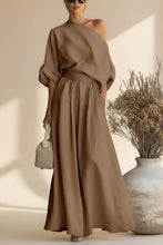Load image into Gallery viewer, Women's Cropped Off-Shoulder Top &amp; Pants Two-Piece Set

