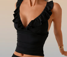 Load image into Gallery viewer, Women's Ruffle Trim Bikini Three-Piece Swimsuit Set
