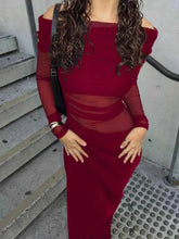 Load image into Gallery viewer, Off-Shoulder Long Sleeve Ruched : Bodycon Maxi Dress
