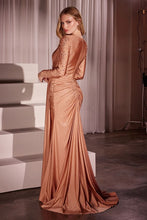 Load image into Gallery viewer, Long Sleeve Fitted Ruched Gown
