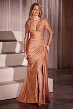 Load image into Gallery viewer, Long Sleeve Fitted Ruched Gown

