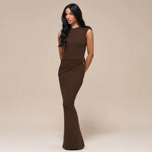 Load image into Gallery viewer, Sleeveless Bodycon Dress with Back Split – High Waist Sheath Dress
