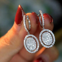 Load image into Gallery viewer, White Gold Oval Earrings - Stylish Elegance for Every Occasion
