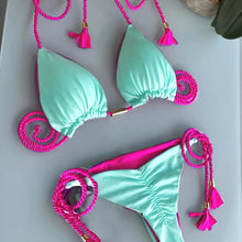 Load image into Gallery viewer, New Festival Flame Halter Bikini Set for Women – Triangle V-Neck Backless Two-Piece Swimsuit with Tie Side Bottoms &amp; Adjustable Lace-Up Fit – Sleek Polyamide Swimwear for Koningsdag/King’s Day &amp; Summer Beach Celebrations
