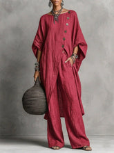 Load image into Gallery viewer, Women's Drop Shoulder Three-Quarter Sleeve Irregular Shirt &amp; Pants Set
