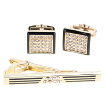 Load image into Gallery viewer, Vittorio Vico Gold and Silver Enamel Cufflinks &amp; Tie Bar Set
