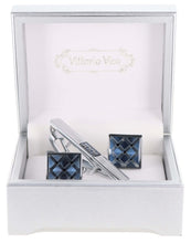 Load image into Gallery viewer, Vittorio Vico Gold and Silver Enamel Cufflinks &amp; Tie Bar Set

