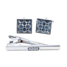 Load image into Gallery viewer, Vittorio Vico Gold and Silver Enamel Cufflinks &amp; Tie Bar Set
