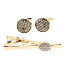 Load image into Gallery viewer, Vittorio Vico Gold and Silver Enamel Cufflinks &amp; Tie Bar Set
