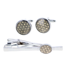 Load image into Gallery viewer, Vittorio Vico Gold and Silver Enamel Cufflinks &amp; Tie Bar Set
