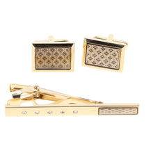 Load image into Gallery viewer, Vittorio Vico Gold and Silver Enamel Cufflinks &amp; Tie Bar Set
