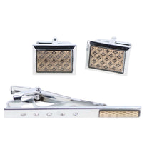 Load image into Gallery viewer, Vittorio Vico Gold and Silver Enamel Cufflinks &amp; Tie Bar Set
