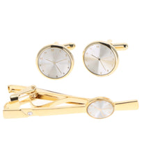 Load image into Gallery viewer, Vittorio Vico Gold and Silver Enamel Cufflinks &amp; Tie Bar Set
