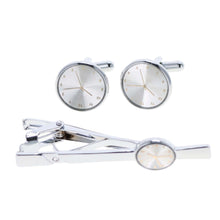 Load image into Gallery viewer, Vittorio Vico Gold and Silver Enamel Cufflinks &amp; Tie Bar Set

