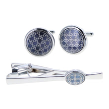 Load image into Gallery viewer, Vittorio Vico Gold and Silver Enamel Cufflinks &amp; Tie Bar Set
