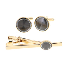 Load image into Gallery viewer, Vittorio Vico Gold and Silver Enamel Cufflinks &amp; Tie Bar Set
