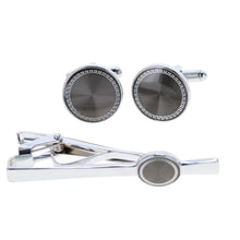 Load image into Gallery viewer, Vittorio Vico Gold and Silver Enamel Cufflinks &amp; Tie Bar Set
