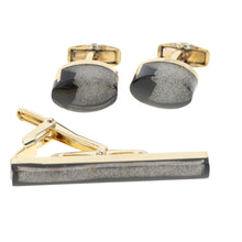 Load image into Gallery viewer, Vittorio Vico Gold and Silver Enamel Cufflinks &amp; Tie Bar Set
