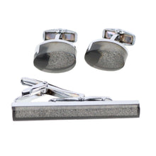 Load image into Gallery viewer, Vittorio Vico Gold and Silver Enamel Cufflinks &amp; Tie Bar Set
