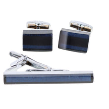 Load image into Gallery viewer, Vittorio Vico Gold and Silver Enamel Cufflinks &amp; Tie Bar Set
