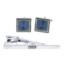 Load image into Gallery viewer, Vittorio Vico Gold and Silver Enamel Cufflinks &amp; Tie Bar Set

