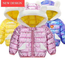 Load image into Gallery viewer, Shiny Modern Luxury Speciall Designed Winter Outerwear Hooded Coat &amp; Jacket Winter Fashion Kids clothing Models For  Babies and Girls 3-24 Months
