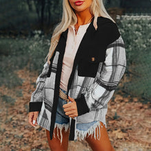 Load image into Gallery viewer, Women's Notch Lapel Check Print Long Sleeve Shirt
