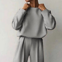 Load image into Gallery viewer, Women’s Solid Color 2-Piece Set – Long Sleeve Top &amp; Pleated Pants Loungewear
