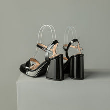 Load image into Gallery viewer, Women's Round Toe Chunky Heel Sandals – Buckle Strap Block Heel
