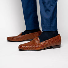 Load image into Gallery viewer, 15-211-CGN CESTINO Calfskin Basketweave Slip On, Cognac
