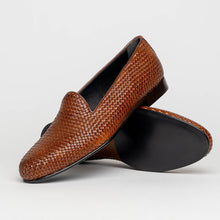 Load image into Gallery viewer, 15-211-CGN CESTINO Calfskin Basketweave Slip On, Cognac

