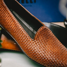 Load image into Gallery viewer, 15-211-CGN CESTINO Calfskin Basketweave Slip On, Cognac
