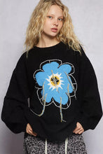 Load image into Gallery viewer, POL Floral Pattern Round Neck Sweater with Exposed Stitching
