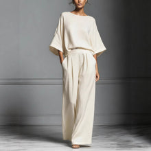 Load image into Gallery viewer, Women’s Flared-Sleeve Linen Suit Two Piece Set
