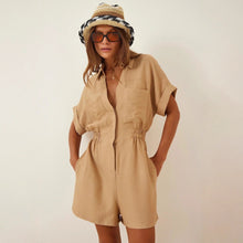 Load image into Gallery viewer, Women's Cotton Linen Loose-Fit Workwear Jumpsuit With Pockets
