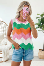 Load image into Gallery viewer, Women’s Rainbow-Striped Cropped Sweater Vest
