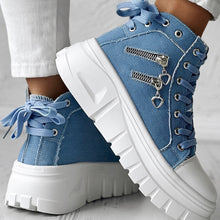 Load image into Gallery viewer, Muffin Heel Side-Zipper &amp; Dual Lace-Up Casual Sneakers for Women
