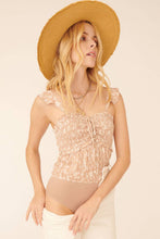 Load image into Gallery viewer, Floral Ruffle-Trim Smocked Cami Bodysuit
