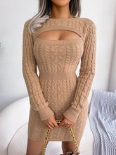 Load image into Gallery viewer, Hollow-Out Cable Knit Bodycon Sweater Dress
