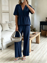 Load image into Gallery viewer, Women's V-Neck Loose Short-Sleeve Top &amp; Wide-Leg Pants Set
