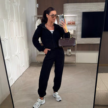 Load image into Gallery viewer, Women's Wide-Rib Knit Zip Hoodie &amp; Jogger Pants Set
