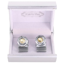 Load image into Gallery viewer, Vittorio Vico Vibrant Colorful Round Crystal Chain Cufflinks in Round Setting
