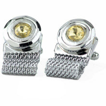 Load image into Gallery viewer, Vittorio Vico Vibrant Colorful Round Crystal Chain Cufflinks in Round Setting
