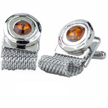 Load image into Gallery viewer, Vittorio Vico Vibrant Colorful Round Crystal Chain Cufflinks in Round Setting
