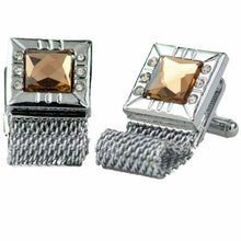 Load image into Gallery viewer, Vittorio Vico Vibrant Colorful Square Crystal Chain Cufflinks in Square Setting
