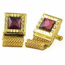 Load image into Gallery viewer, Vittorio Vico Vibrant Colorful Square Crystal Chain Cufflinks in Square Setting
