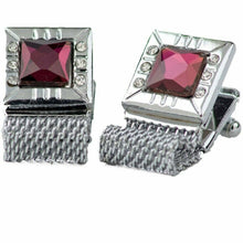 Load image into Gallery viewer, Vittorio Vico Vibrant Colorful Square Crystal Chain Cufflinks in Square Setting
