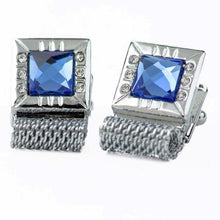 Load image into Gallery viewer, Vittorio Vico Vibrant Colorful Square Crystal Chain Cufflinks in Square Setting

